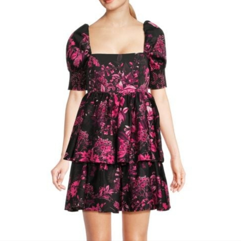 ALICE + OLIVIA Emmalou Stretch Cotton Tiered Minidress size 10